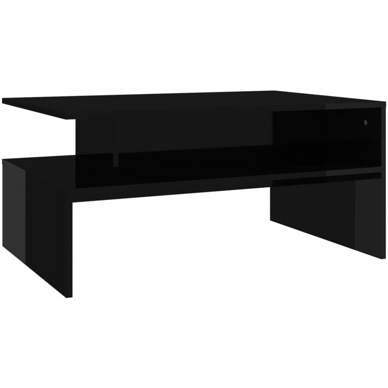 

vidaXL Mesa de centro de aglomerado 90x60x42,5 cm negro brillante - Negro