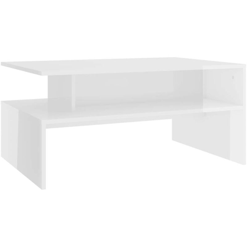 

vidaXL Mesa de centro de aglomerado 90x60x42,5 cm blanco brillante - Blanco