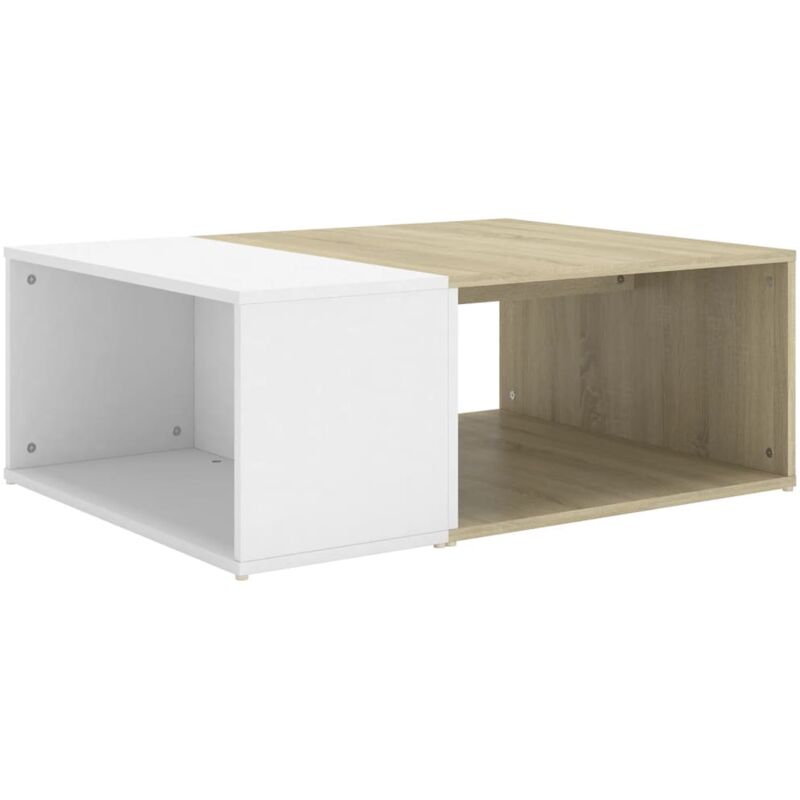 Vidaxl - Mesa de centro de aglomerado blanco y roble Sonoma 90x67x33 cm Blanco