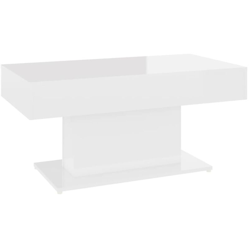 

vidaXL Mesa de centro de aglomerado 96x50x45 cm blanco brillante - Blanco