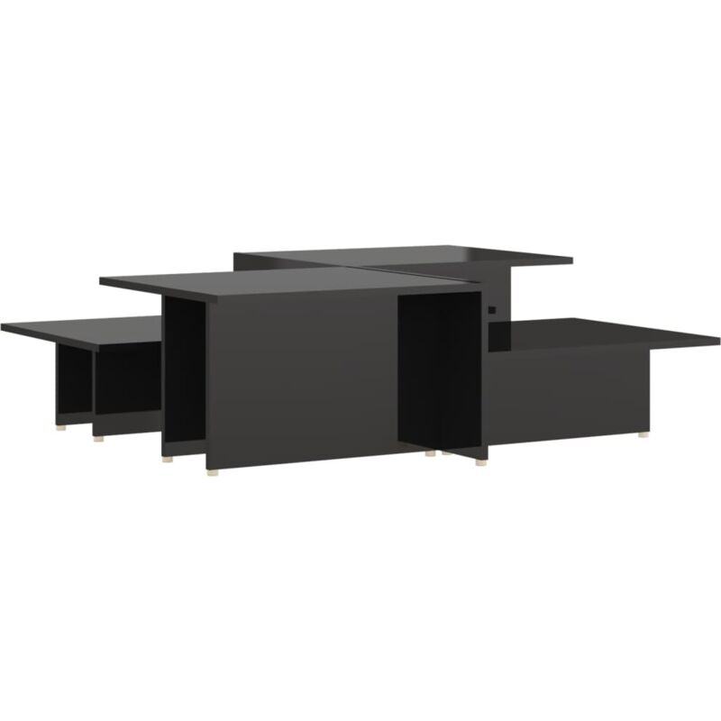 

vidaXL Mesa de centro de aglomerado 111,5x50x33cm 2 piezas negro brillante - Negro