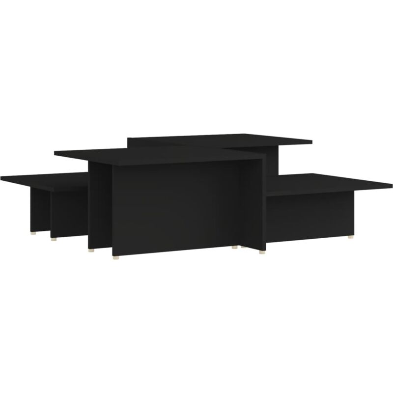 

vidaXL Mesa de centro de aglomerado 111,5x50x33 cm 2 piezas negro - Negro