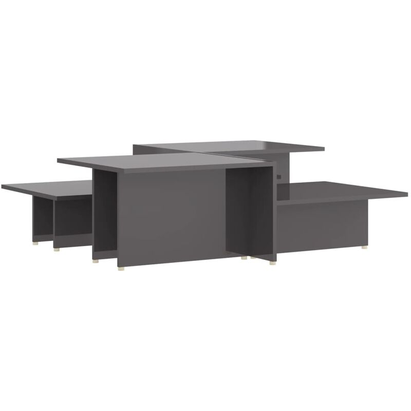 

vidaXL Mesa de centro de aglomerado 111,5x50x33cm 2 piezas gris brillante - Gris
