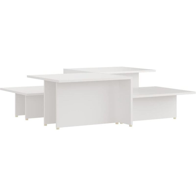 

vidaXL Mesa de centro de aglomerado 111,5x50x33 cm 2 piezas blanco - Blanco