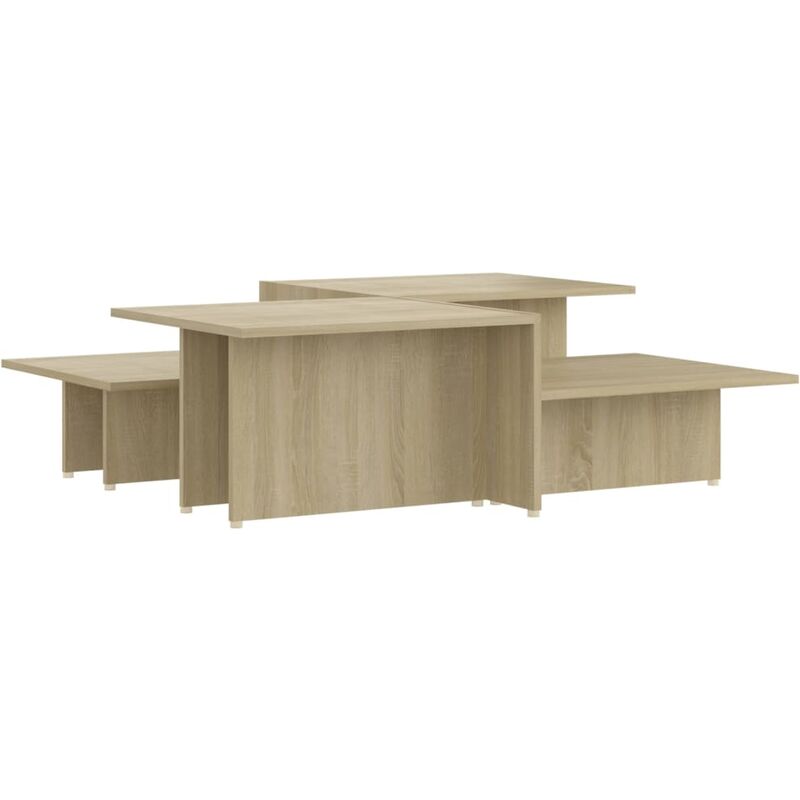 

vidaXL Mesa de centro de aglomerado 111,5x50x33 cm 2 piezas roble Sonoma - Marrón