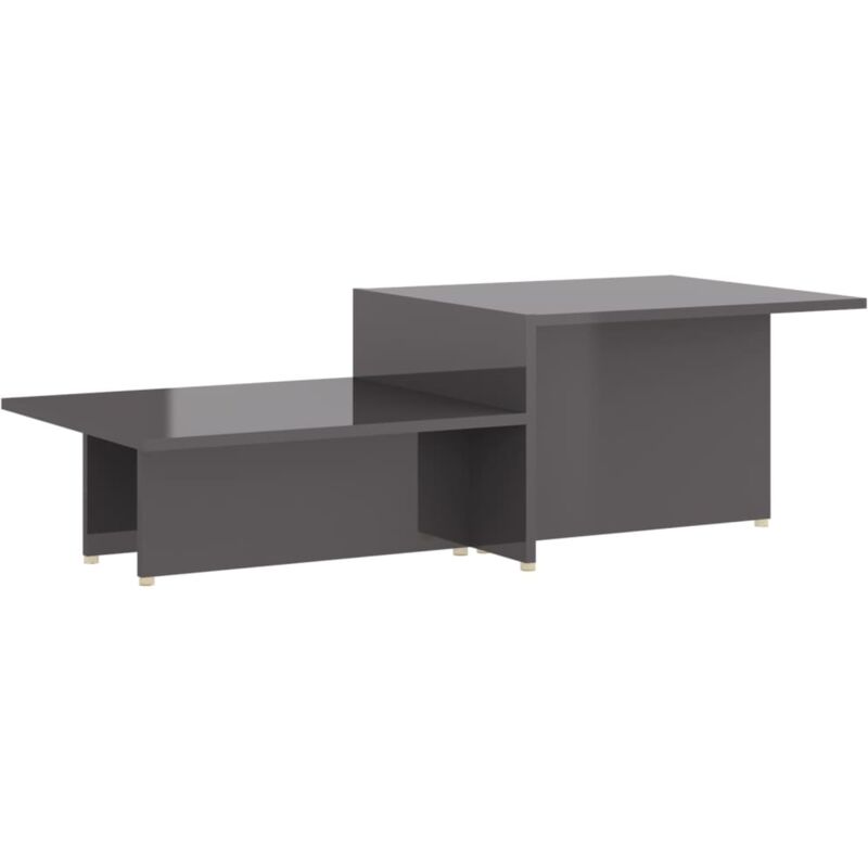 

vidaXL Mesa de centro de aglomerado 111,5x50x33 cm gris brillante - Gris