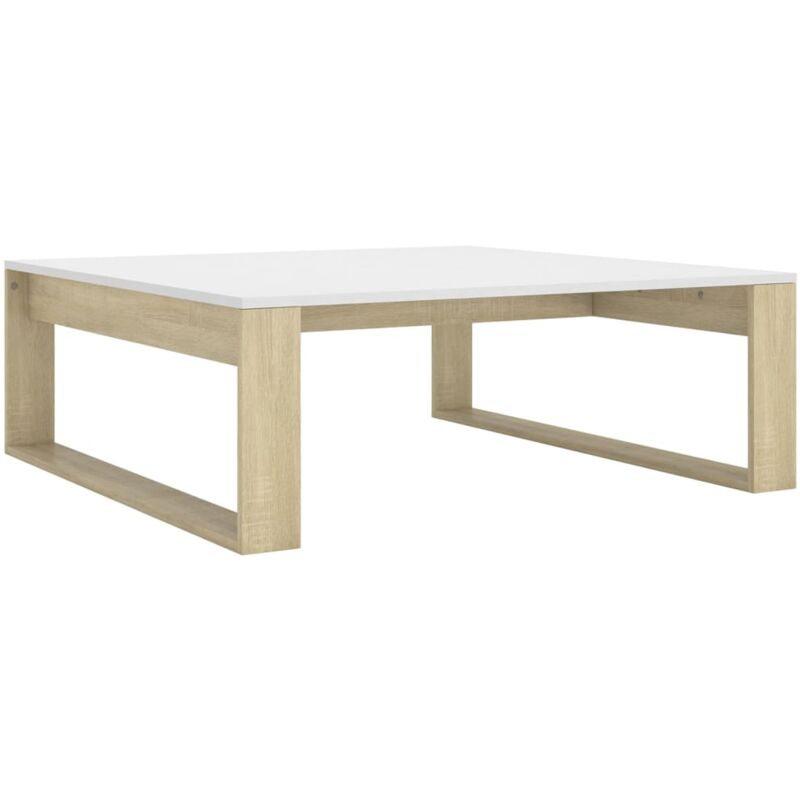 

vidaXL Mesa de centro de aglomerado 100x100x35 cm roble Sonoma y blanco - Blanco