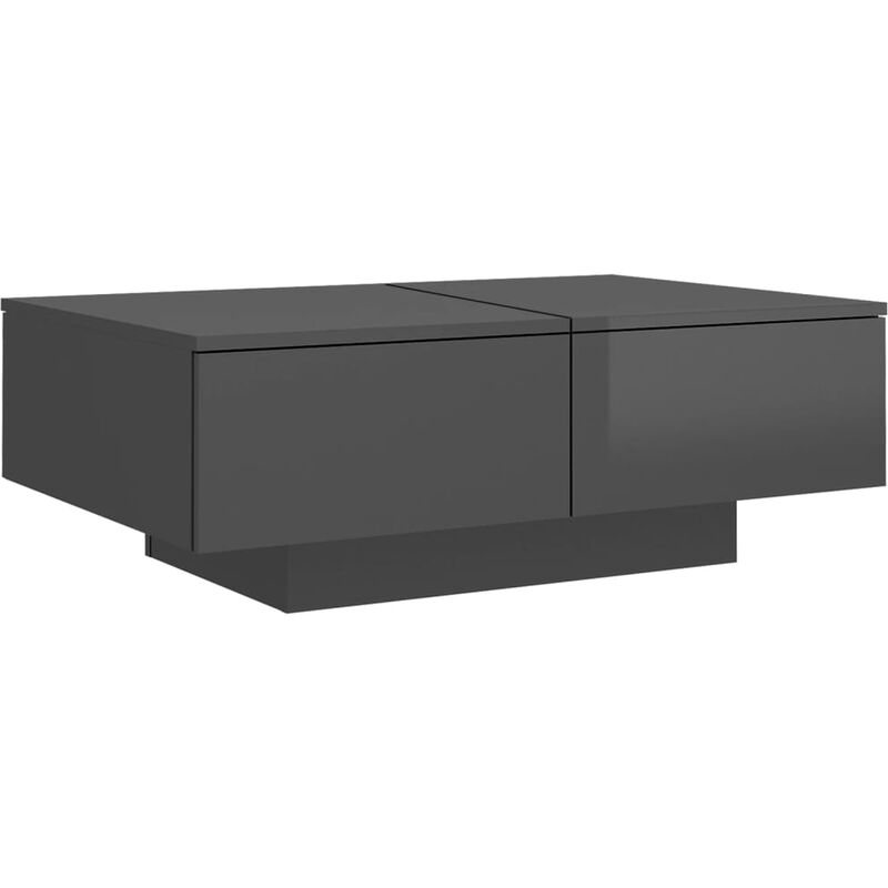 

vidaXL Mesa de centro de aglomerado 90x60x31 cm gris brillante - Gris