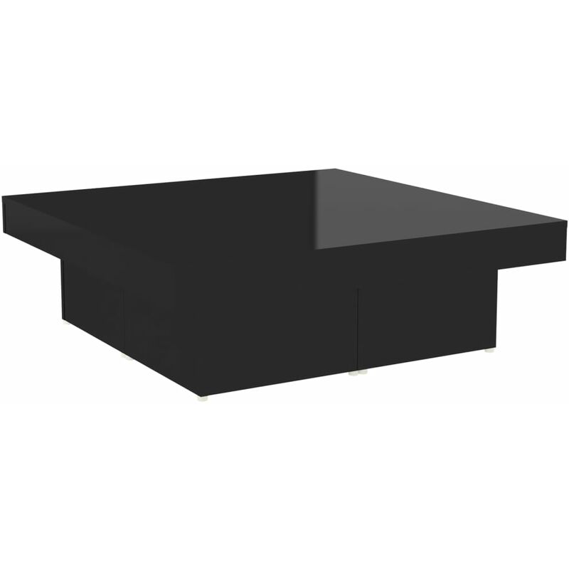 

vidaXL Mesa de centro de aglomerado 90x90x28 cm negro brillante - Negro