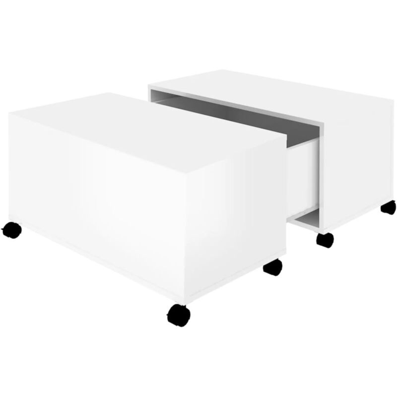 

vidaXL Mesa de centro de aglomerado 75x75x38 cm blanco brillante - Blanco