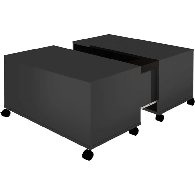 

vidaXL Mesa de centro de aglomerado 75x75x38 cm gris brillante - Negro