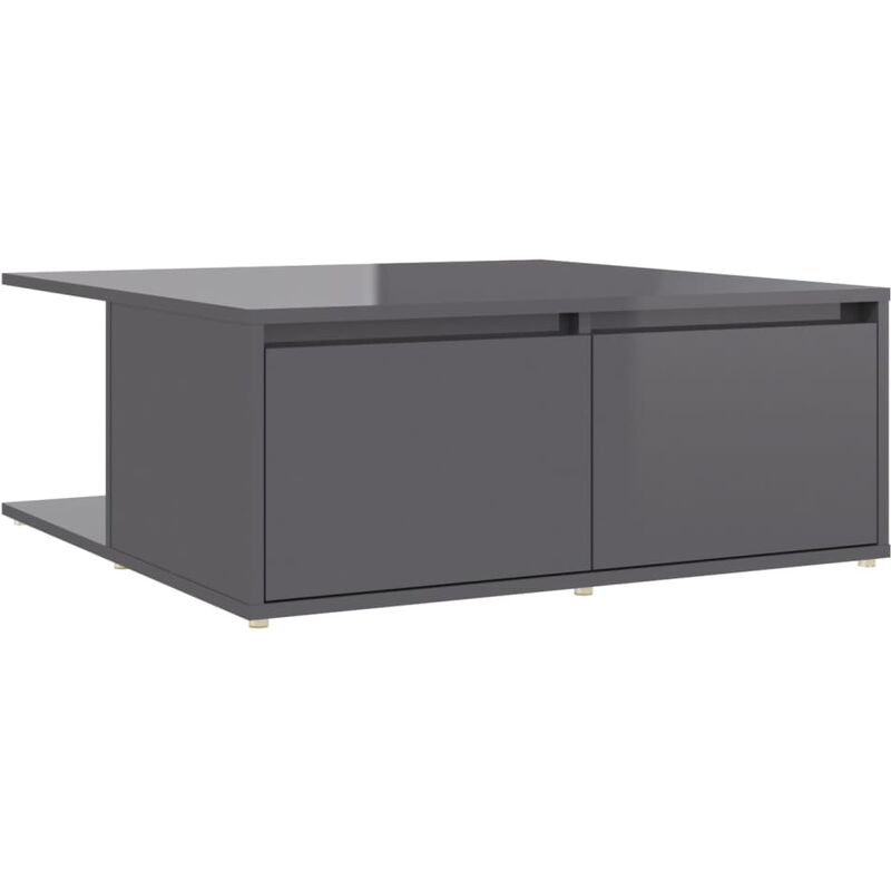 

vidaXL Mesa de centro de aglomerado 80x80x31 cm gris brillante - Gris