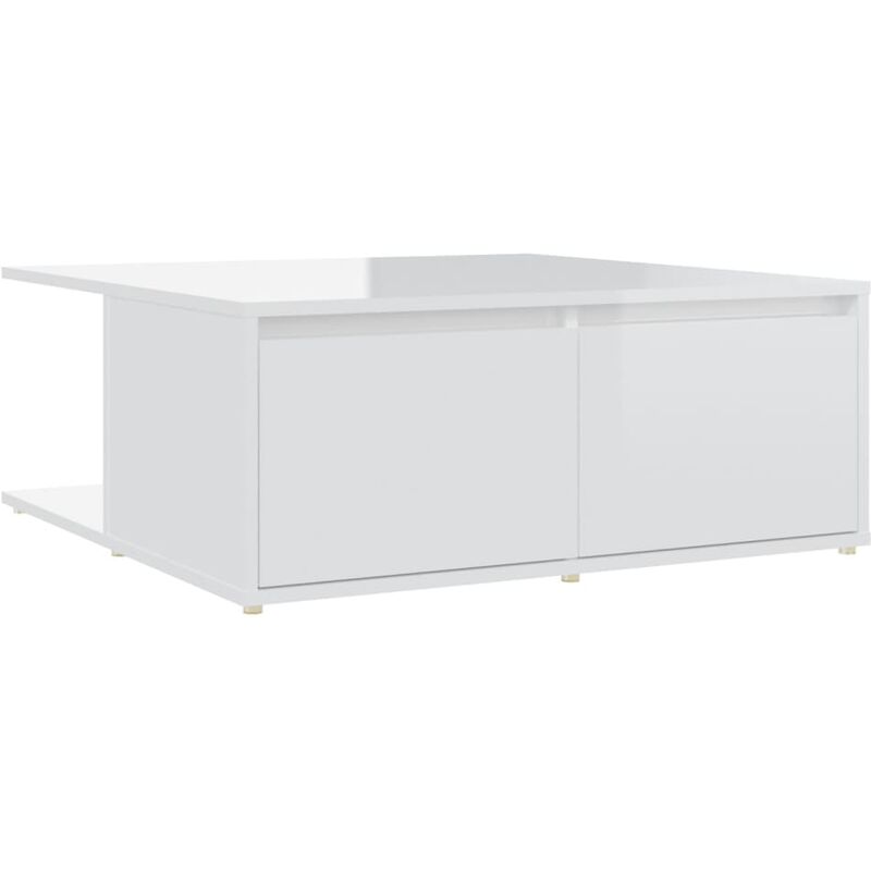 

vidaXL Mesa de centro de aglomerado 80x80x31 cm blanco brillante - Blanco