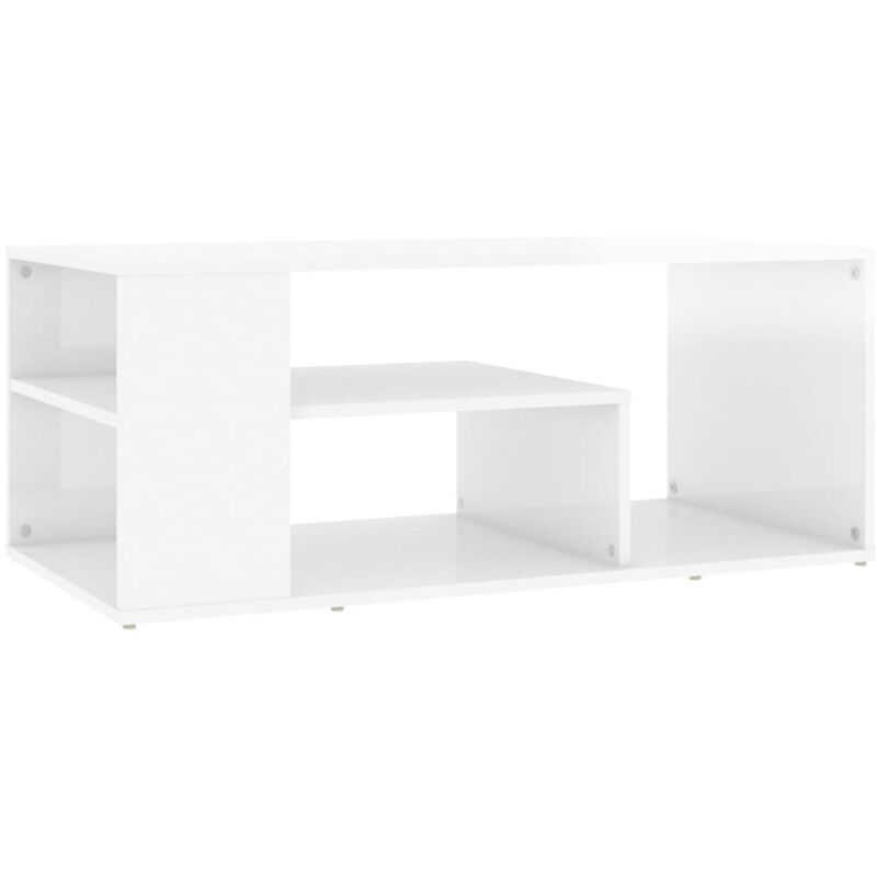 

vidaXL Mesa de centro de aglomerado 100x50x40 cm blanco brillante - Blanco