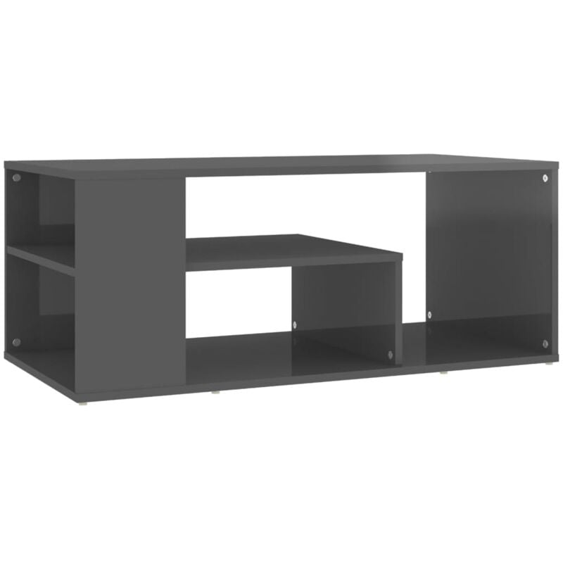 

vidaXL Mesa de centro de aglomerado 100x50x40 cm gris brillante - Gris