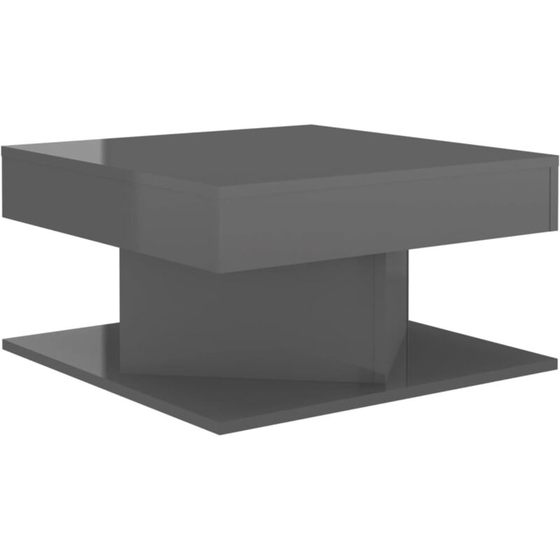 

vidaXL Mesa de centro de aglomerado 57x57x30 cm gris brillante - Gris