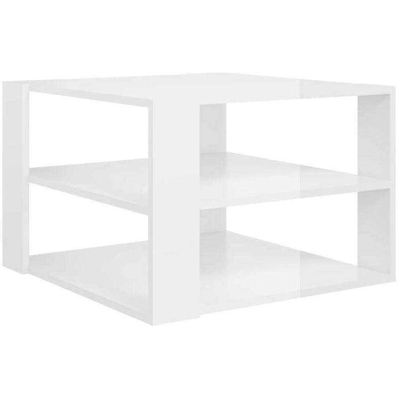 

vidaXL Mesa de centro de aglomerado 60x60x40 cm blanco brillante - Blanco