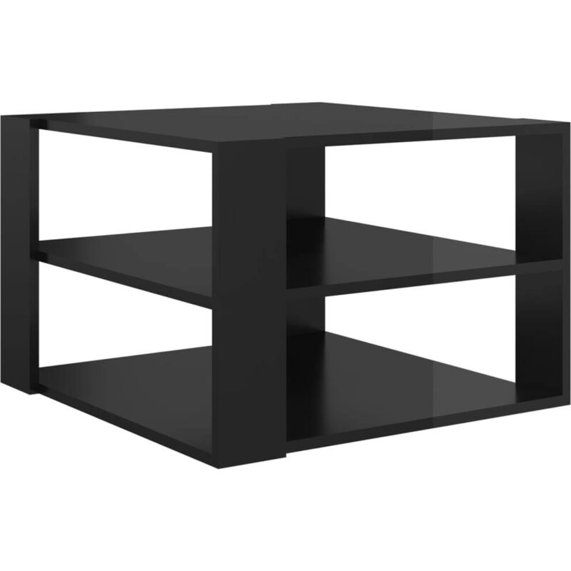 

vidaXL Mesa de centro de aglomerado 60x60x40 cm negro brillante - Negro