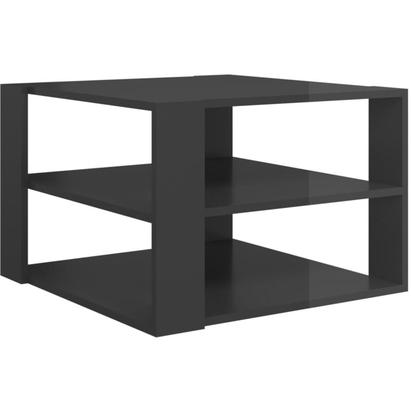 

vidaXL Mesa de centro de aglomerado 60x60x40 cm gris brillante - Gris