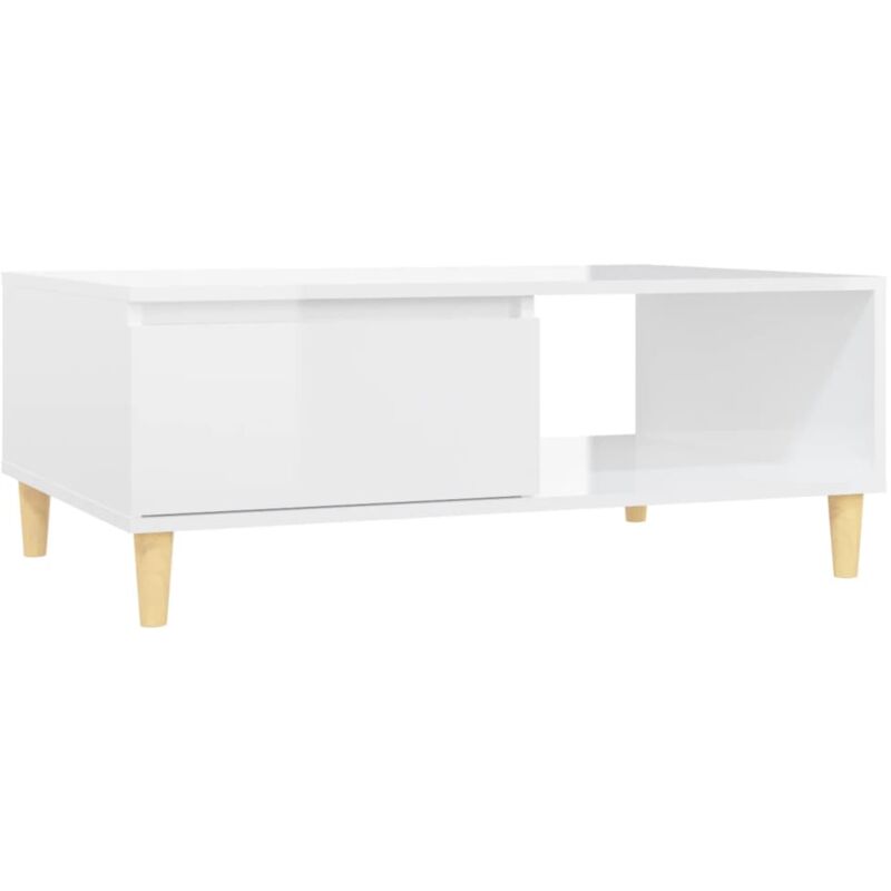 

vidaXL Mesa de centro de aglomerado 90x60x35 cm blanco brillante - Blanco