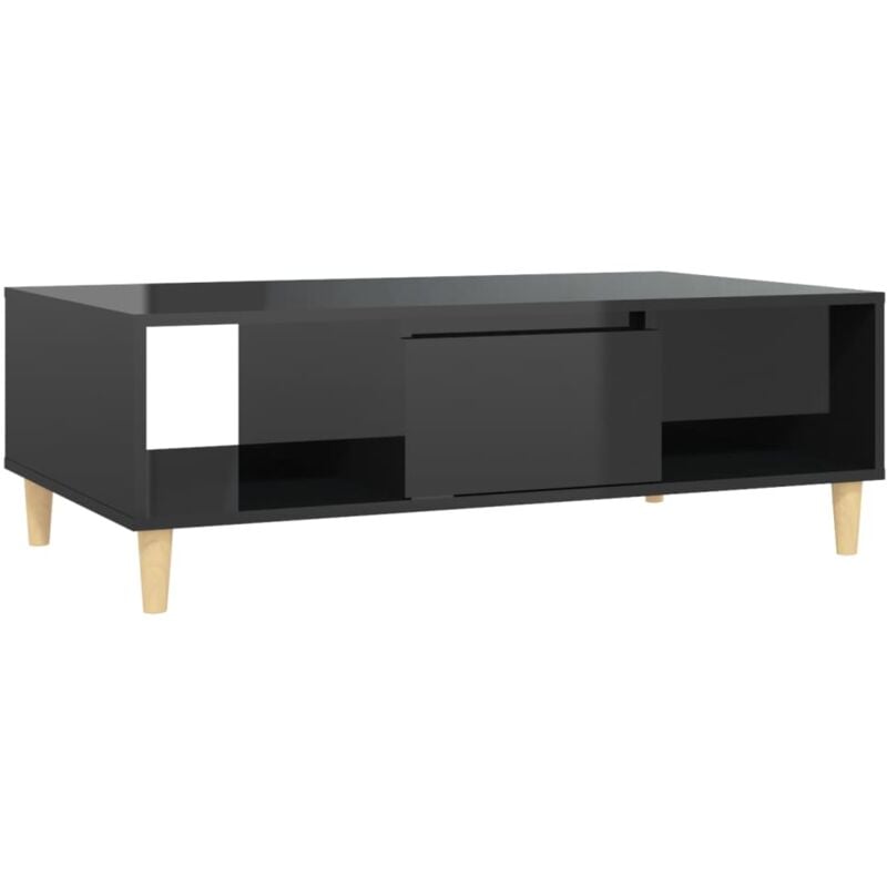 

vidaXL Mesa de centro de aglomerado 103,5x60x35 cm negro brillante - Negro