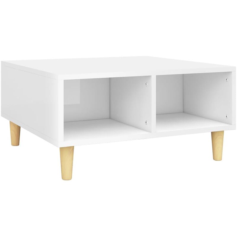

vidaXL Mesa de centro aglomerado 60x60x30 cm blanco brillante - Blanco