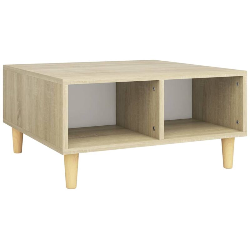 

vidaXL Mesa de centro aglomerado 60x60x30 cm blanco y roble Sonoma - Blanco