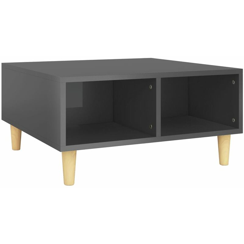 

vidaXL Mesa de centro aglomerado 60x60x30 cm gris brillante - Gris