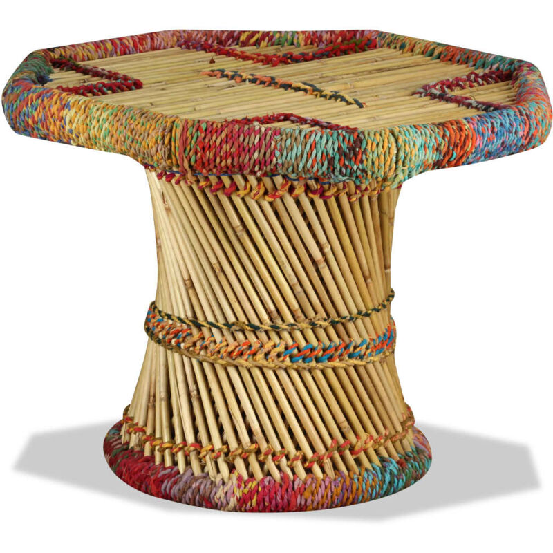 Vidaxl - Mesa de centro de bambú con detalles chindi multicolor Multicolor