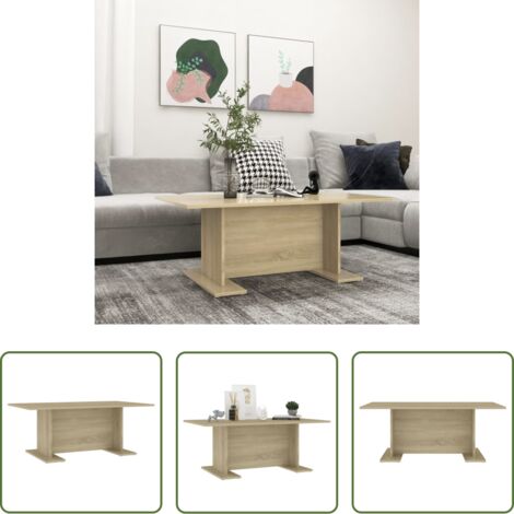 vidaXL Mesa de centro de contrachapado -  Mesa de centro madera contrachapada roble Sonoma 103,5x60x40 cm