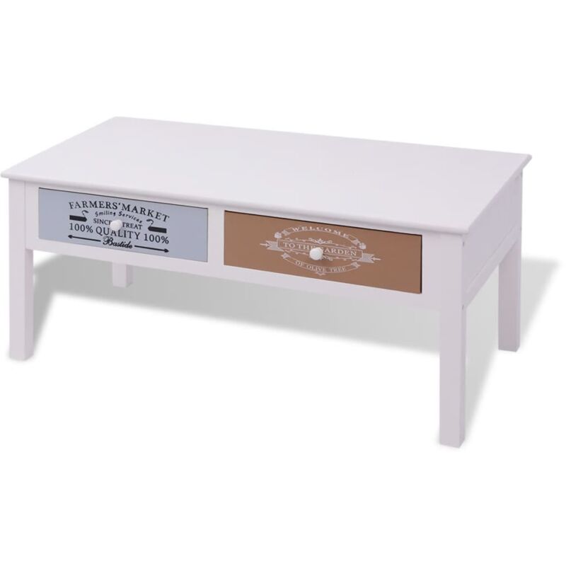 

Mesa de centro de estilo francés de madera - Blanco - Vidaxl