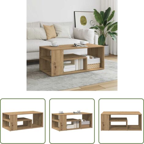 vidaXL Mesa de centro de ingeniería -  Mesa de centro madera contrachapada roble artisan 100x50x40 cm