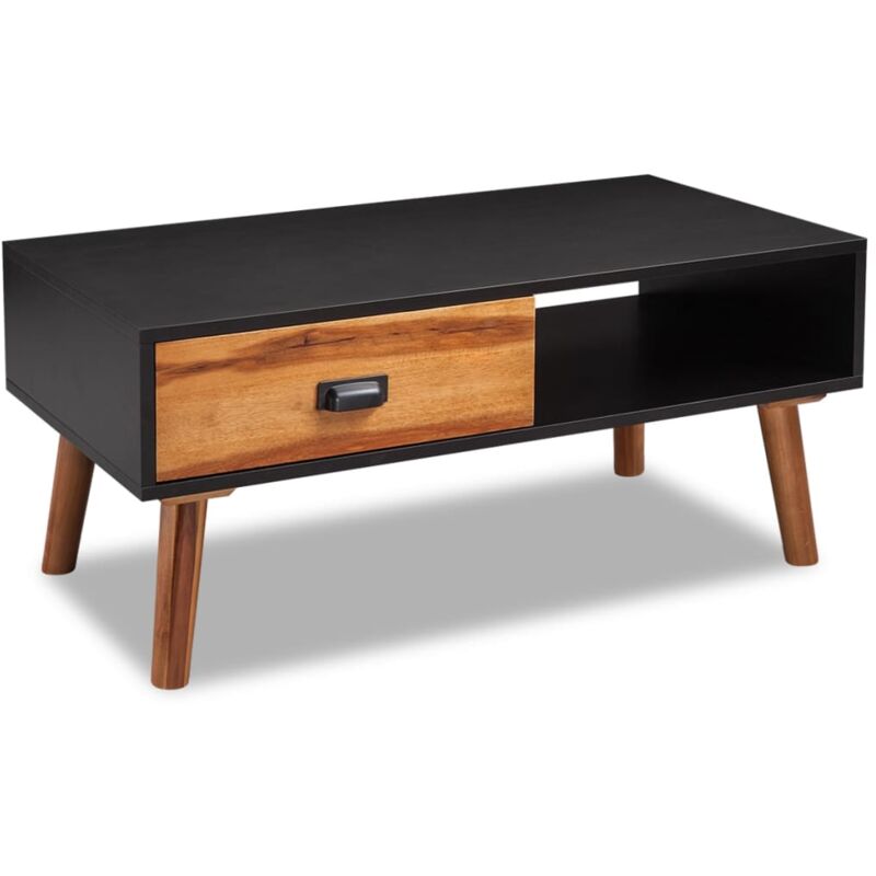 

vidaXL Mesa de centro de madera de acacia maciza 90x50x40 cm - Negro
