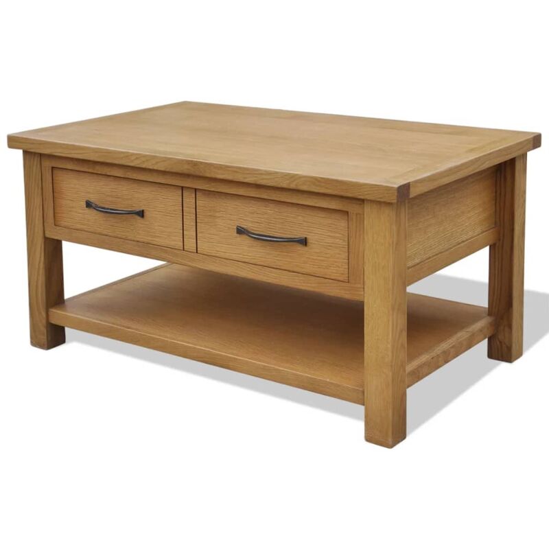 

Mesa de centro de madera maciza de roble 88x53x45 cm - Marrón - Vidaxl