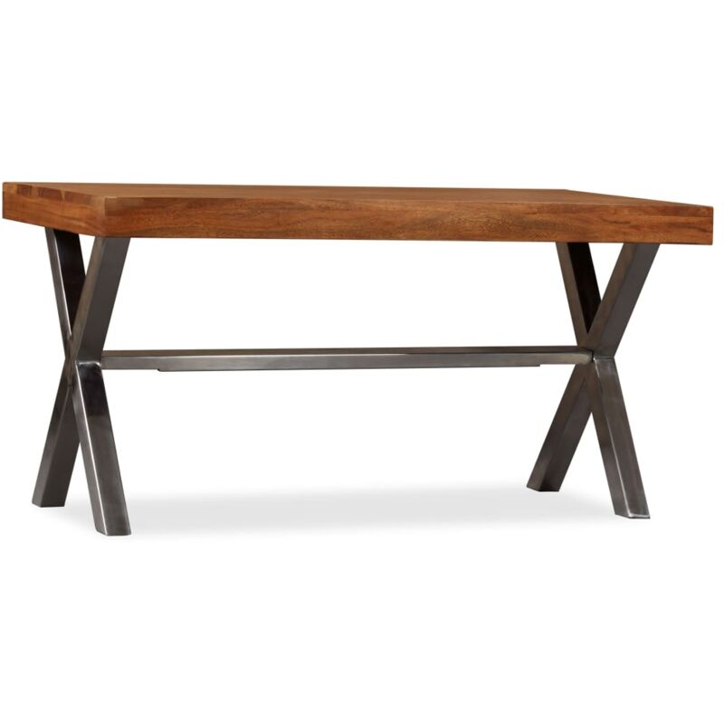 

vidaXL Mesa de centro de madera maciza acabado de Sheesham 100x50x50cm - Marrón