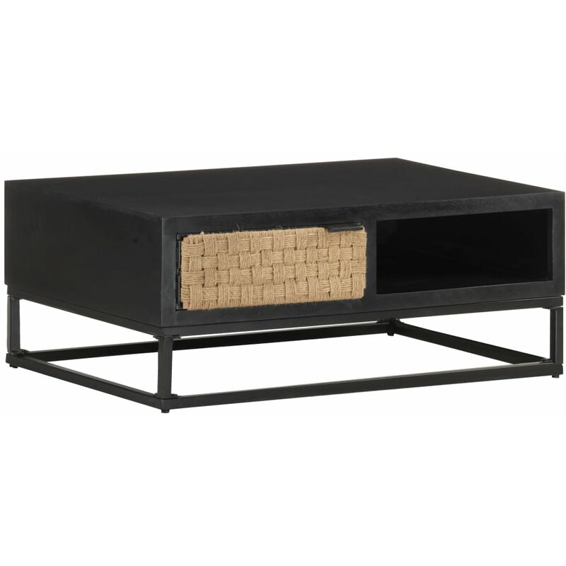 

Mesa de centro de madera maciza de mango 90x60x35 cm - Negro - Vidaxl