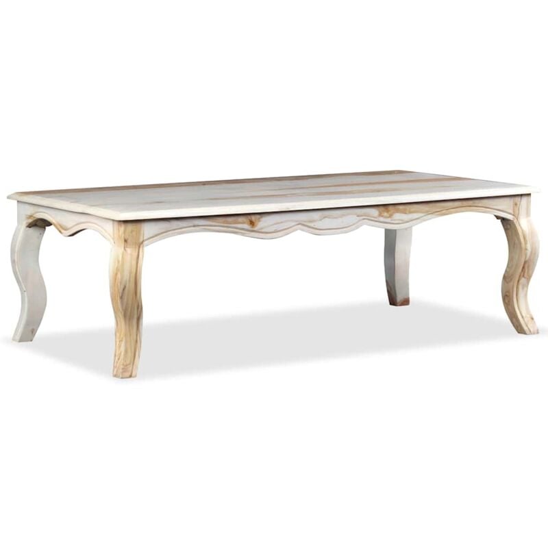 

Mesa de centro de madera maciza de sheesham 110x60x35 cm - Blanco - Vidaxl