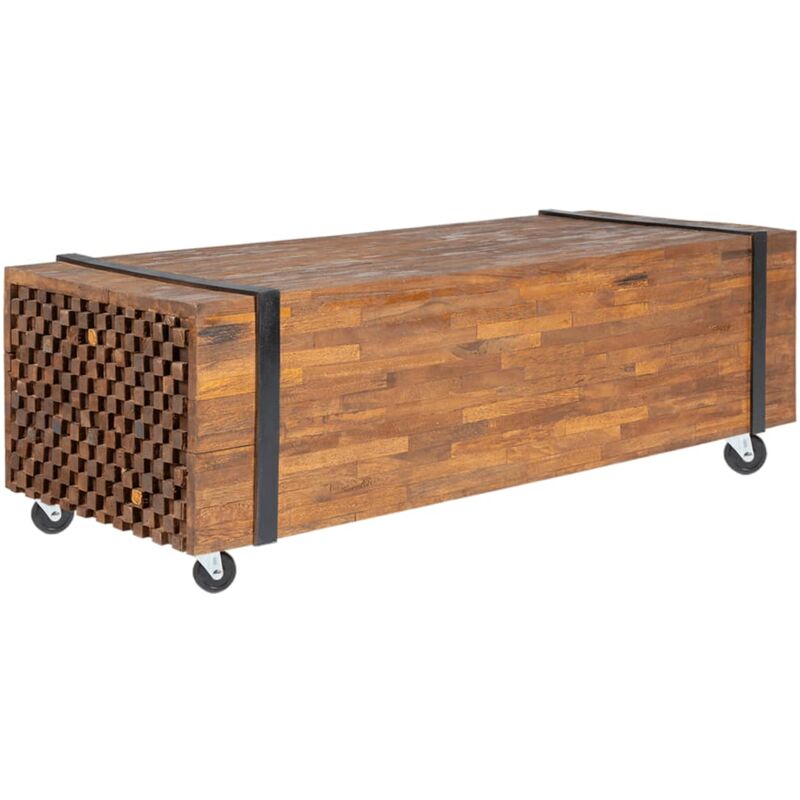 

Mesa de centro de madera maciza de teca 110x45x38 cm - Blanco - Vidaxl