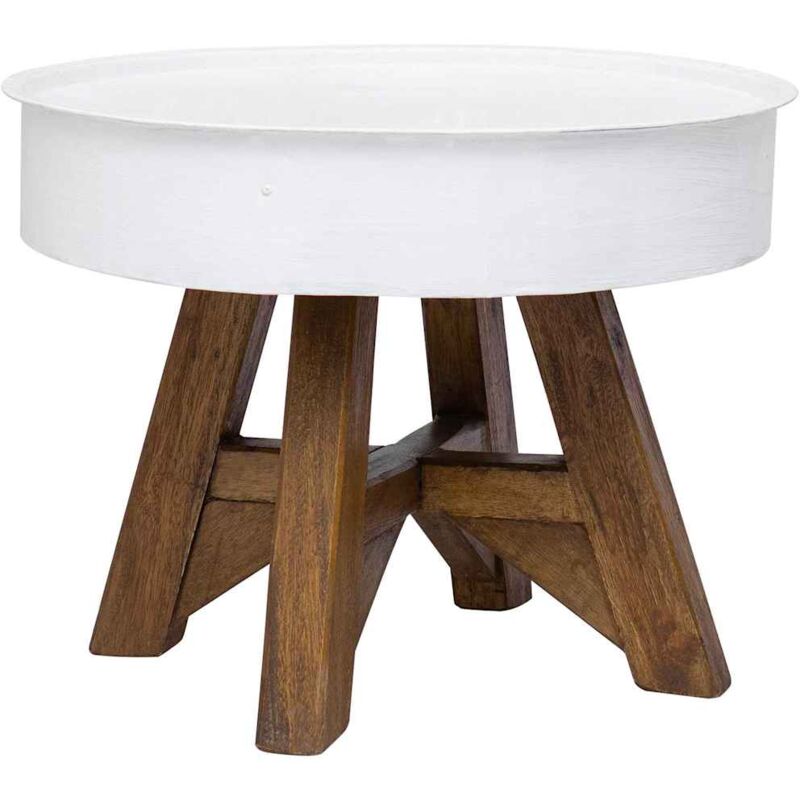 

vidaXL Mesa de Centro de Madera Maciza Reciclada 60x45 cm Blanco - Blanco