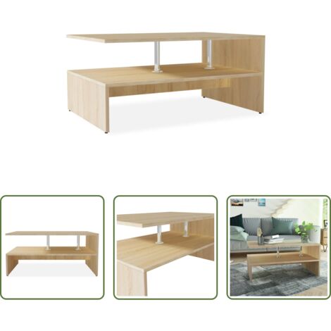 vidaXL Mesa de centro de madera -  Mesa de centro de madera de ingeniería blanca 90x59x42 cm