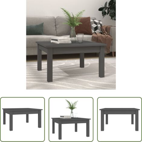 vidaXL Mesa de centro de madera -  Mesa de centro de madera maciza de pino gris 55x55x30 cm
