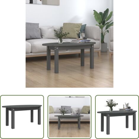 vidaXL Mesa de centro de madera -  Mesa de centro de madera maciza de pino gris 80x40x35 cm