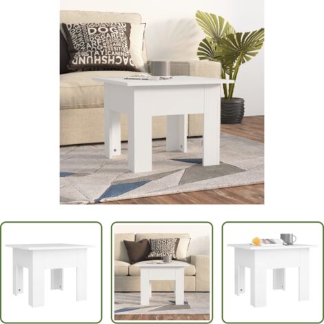 vidaXL Mesa de centro de madera -  Mesa de centro madera contrachapada blanco 55x55x42 cm