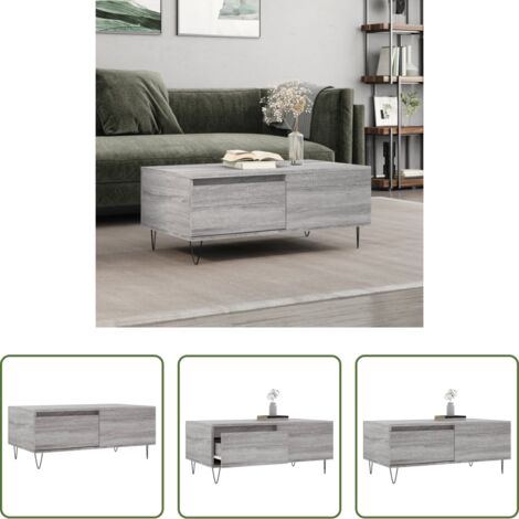vidaXL Mesa de centro de madera -  Mesa de centro madera contrachapada gris Sonoma 90x50x36,5 cm