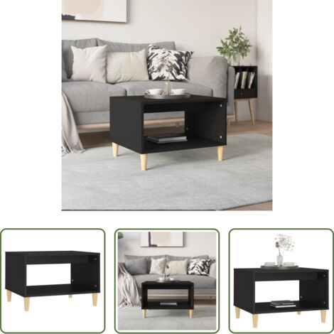 vidaXL Mesa de centro de madera -  Mesa de centro madera contrachapada negro 60x50x40 cm