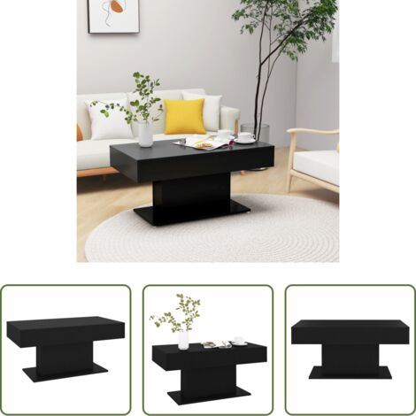 vidaXL Mesa de centro de madera -  Mesa de centro madera contrachapada negro 96x50x45 cm
