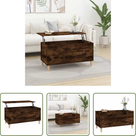vidaXL Mesa de centro de madera -  Mesa de centro madera contrachapada roble ahumado 90x44,5x45 cm
