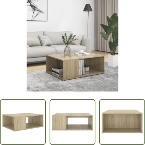 vidaXL Mesa de centro de madera -  Mesa de centro madera contrachapada roble Sonoma 90x67x33 cm