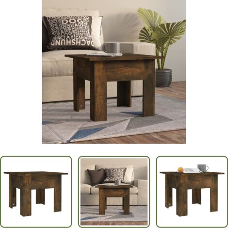 vidaXL Mesa de centro de madera -  Mesa de centro madera de ingeniería roble ahumado 55x55x42 cm
