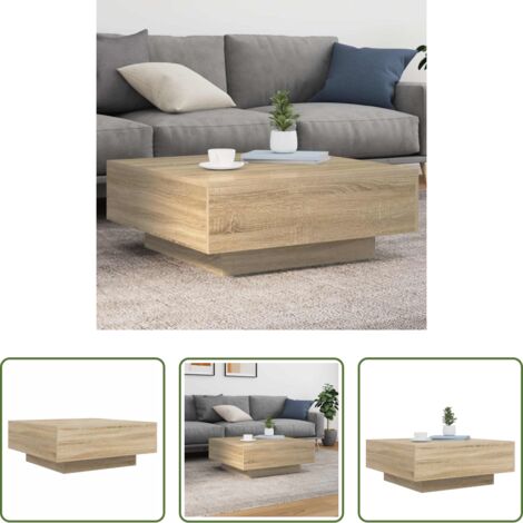 vidaXL Mesa de centro de madera -  Mesa de centro madera de ingeniería roble Sonoma 80x80x31 cm